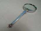 Antique English Edwardian Sterling Silver and Enamel Magnifying Glass