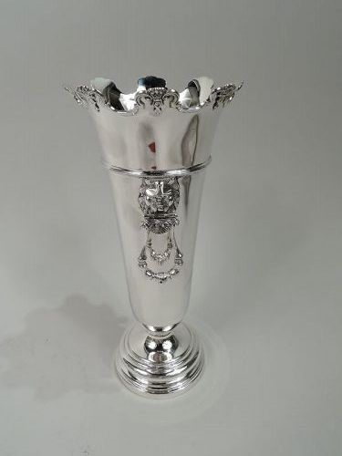 Antique English Edwardian Neoclassical Sterling Silver Vase 1913