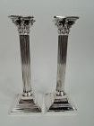 Pair of Whiting Edwardian Classical Sterling Silver Candlesticks