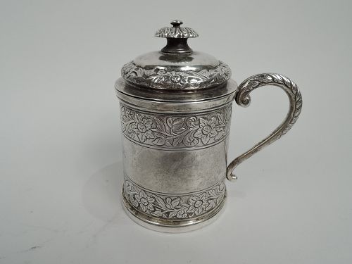 Antique Indian Colonial Silver Covered Mug by Twentyman & Co.