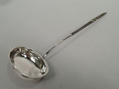 English Georgian Sterling Silver Punch Ladle with Baleen Handle