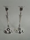 Pair of Tiffany Modern Neoclassical Sterling Silver Candlesticks