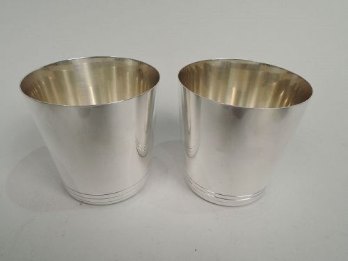 Pair of Tiffany Midcentury Modern Sterling Silver Barware Tumblers