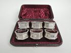 Set of 6 Antique English Sterling Silver Napkin Rings by Walker & Hall