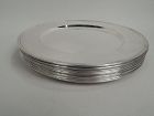 Set of 12 Tiffany American Modern Sterling Silver Dinner Plates