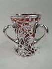 Very Large & Gorgeous Art Nouveau Red Silver Overlay Loving Cup