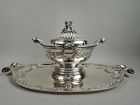 French Belle Epoque Rococo Soup Tureen on Stand by Tetard C1910