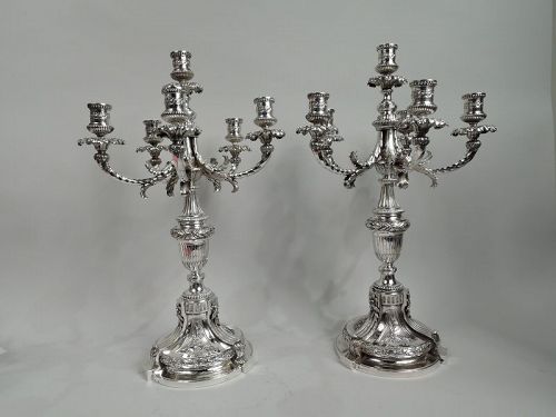 Pair of French Belle Epoque Silver 5-Light Candelabra by Linzeler