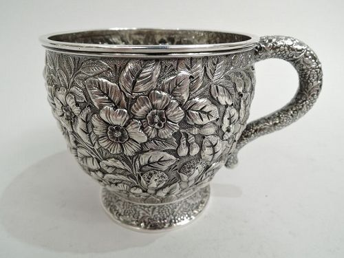 Gorgeous Tiffany Victorian Aesthetic Repousse Sterling Silver Baby Cup