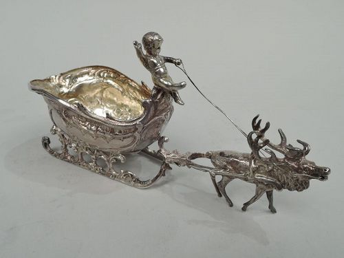 Sweet & Small German Rococo Silver Sleigh with English Import Marks