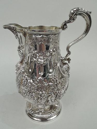 Antique English Victorian Classical Sterling Silver Wine Decanter Jug