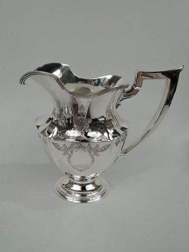 Gorham Engraved Plymouth Sterling Silver Water Pitcher 1911