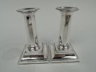 Pair of English Victorian Classical Sterling Silver Candlesticks