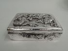 Antique Japanese Meiji Silver Dragon Keepsake Box