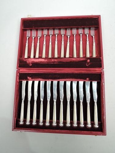Antique English Edwardian Sterling Silver Fruit Set for 12