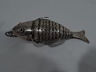 Antique Dutch Silver Articulated Fish Box with Slack-Jawed Mouth