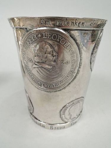 Antique Silver Beaker Cup Commemorating 1848 Hungarian Revolution