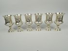 Set of 6 Fancy English Victorian Classical Silver Gilt Chalice Goblets