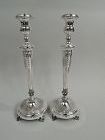 Pair of Italian Modern Classical Sterling Silver Candlesticks