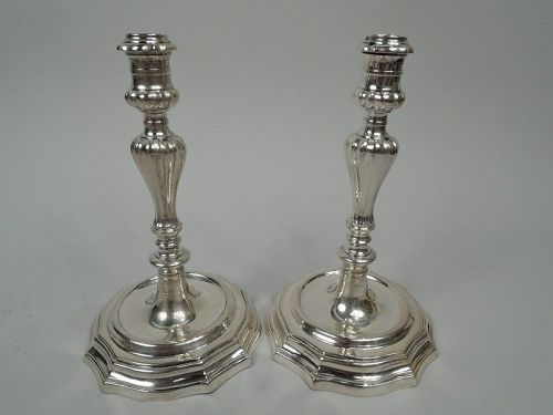 Pair of Classical Silver Candlesticks with Florentine Assayer’s Stamp