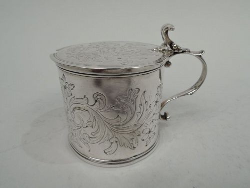 Antique English Georgian Neoclassical Sterling Silver Mustard Pot 1770