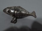 European Japonesque Silver Spice Box in Form of Articulated Fish