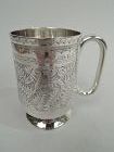 Antique English Victorian Aesthetic Sterling Silver Baby Cup 1890