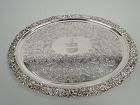 Large Boston Classical Coin Silver Tray with Oak Branch Rim