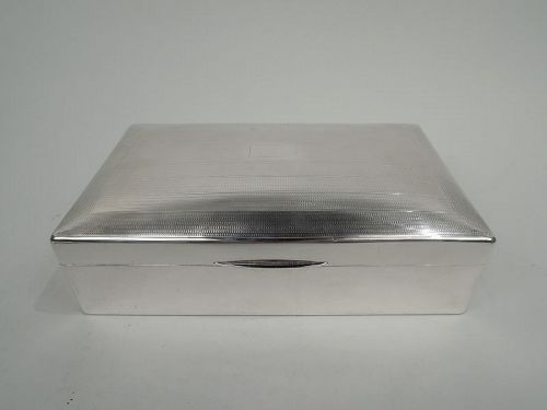 Large English Art Deco Sterling Silver Cigar Box 1927