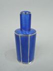 Striking English Art Deco Sterling Silver and Blue Enamel Perfume