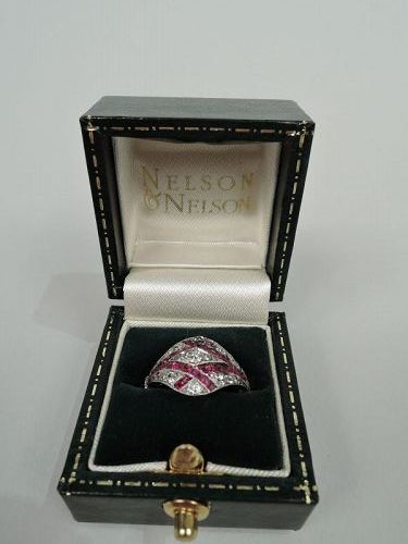 Antique English Victorian Platinum, Ruby and Diamond Ring C 1880