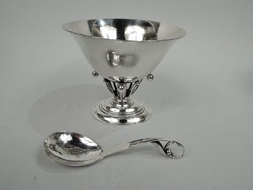 Georg Jensen Danish Modern Sterling Silver Compote & Ladle 1930s