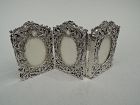Victorian Rococo Sterling Silver Double-Sided Triple Frame for Six