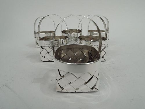 Set of 6 Cartier Small Splurge-Size Sterling Silver Baskets
