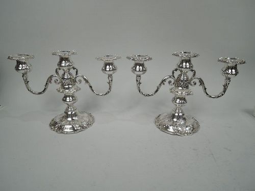 Pair of Reed & Barton Francis I Low 3-Light Candelabra 1950