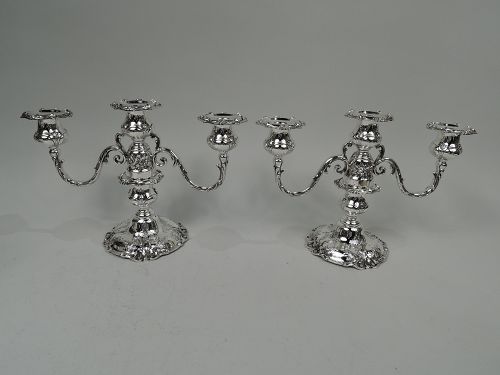 Pair of Reed & Barton Francis I Low 3-Light Candelabra 1952