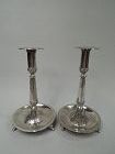 Pair of South American Classical Handmade Silver Candlesticks 19th C