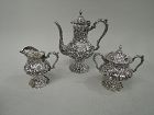 Stieff Sterling Silver 3-Piece Coffee Set with Baltimore Repousse 1918