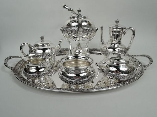 Antique Tiffany Victorian Classical Coffee & Tea Set on Tray