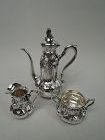 American Art Nouveau Sterling Silver 3-Piece Coffee Set by Kerr