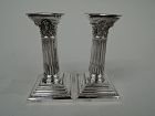 Pair of Tiffany Traditional English Neoclassical Column Candlesticks