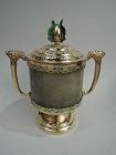 Antique Chinese Silver Gilt, Agate & Enamel Censer