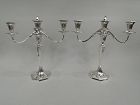 Pair of  Antique Tiffany English Neoclassical 3-Light Candelabra