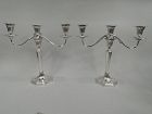 Pair of Antique Tiffany English sterling silver 3-Light Candelabra