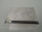 Tiffany Modern Sterling Silver Box with World Map