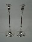 Tiffany Tall Art Deco Classical Sterling Silver Candlesticks