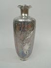 Gorgeous Loetz Rubin Art Nouveau Silver Overlay Vase