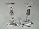 Pair of English Georgian Neoclassical Sterling Silver Candlesticks