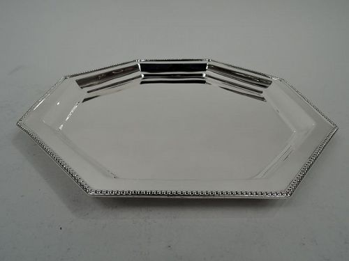 Antique American Edwardian Classical Sterling Silver Octagonal Tray
