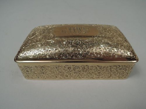 Antique American Edwardian Classical 14k Gold Jewelry Box